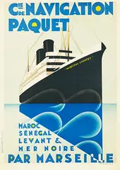 Max Ponty, Cie. de Navigation Paquet/Maréchal Lyautey, 1924, poster