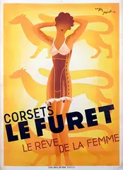 Roger Perot, Corsets Le Furet le rêve de la femme (the woman's dream), 1933, poster