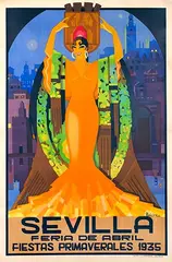 Juan Balcera, Sevilla (orange dress) Feria de Abril Fiestas Primaverales, 1935, poster