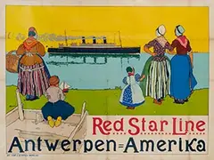 Henri Cassiers, Red Star Line Antwerpen-Amerika (Belgenland), 1925, poster