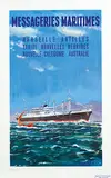 Jean des Gachons, Messageries Maritimes Antilles Tahiti Nouvelles Hebrides Nouvelle Caledonie Australie, 1958, poster