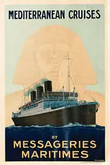 Sandy-Hook, Mediterranean Cruises by Messageries Maritimes, 1924, poster