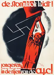 Albert Funke Küpper, De Stormklok luidt jongeren in de rijen van de A.J.C., 1933, poster