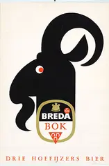 Drie Hoefijzers Bier Breda Bok by Frans Mettes, 1962, poster, sold Feb 2025