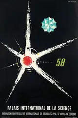 Dan Reisinger, Palais International de la Science Bruxelles 1958, 1958, poster