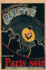 Donald, Championnat de Belotte Paris-Soir (card game), 1932, poster