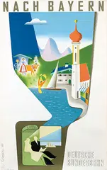 Eugene M. Cordier, Deutsche Bundesbahn WER nach Bayern, 1952, poster