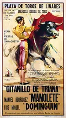 Vincenc B. Ballestar, Plaza De Toros de Linares (Manolete memorial games), 1959, poster