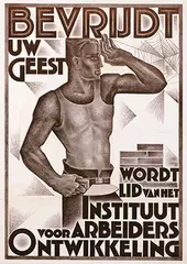 Huib de Ru, Bevrijdt uw Geest Instituut voor Arbeiders Ontwikkeling, 1930, poster