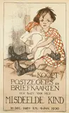 E. van Hoogstraten, Koopt Postzegels en Briefkaarten ten bate van het Misdeelde Kind, 1929, poster