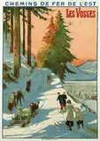 Louis Tauzin, Chemins de Fer de l'Est Les Vosges (skiing and sledding), 1912, poster