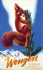 Walter Linsenmaier, Wengen Schweiz Suisse Switzerland, 1955, poster