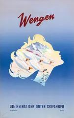 Martin Peikert, Wengen Die Heimat der Guten Skifahrer, 1952, poster