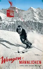 Julius Burch, Wengen Männlichen, 1949, poster