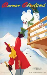 Paul Gusset, Berner Oberland Switzerland Ski-ing Season, 1945, poster
