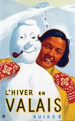 Erich Hermes, L'Hiver en Valais Suisse, 1938, poster