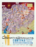 Heinrich C. Berann, VII. Olympische Winterspiele Cortina Dolomiten Italien, 1955, poster