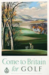 Rowland Hilder, Come to Britain for Golf, poster