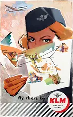 fly there by KLM by Frans Mettes, 1954, poster, sold Feb 2025