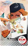 Frans Mettes, fly there by KLM, 1954, poster