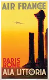 Albert Solon, Air France Paris Rome Ala Littoria (Dewoitine D.338), 1938, poster