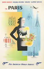 Jean Carlu, Pan American World Airways Paris by Double-Decked Strato Clipper, 1949, poster