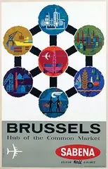 Cpv. Pub. Brisart, Sabena Brussels Hub of the Common Market (Atomium), poster