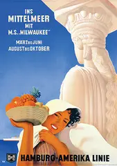 Oswald Voh, HAPAG ins Mittelmeer mit m.s. Milwaukee (Erechteion), poster
