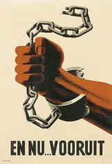 Frederic H. K. Henrion, En nu?vooruit, 1945, poster