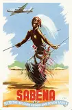 (Commerciale Publicité) C. Pub, Sabena to the Belgian Congo and South Africa, poster