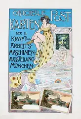 Stiebitz, Officielle Postkarten der II. Auststellung München, 1898, poster