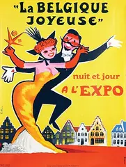 Initials C.R., La Belgique Joyeuse Expo Bruxelles, 1958, poster
