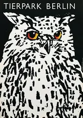 Roland Beier, Tierpark Berlin (owl), 1977, poster
