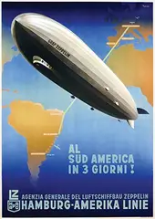 Ottomar C.J. Anton, HAPAG Al Sud America in 3 Giorni! Graf Zeppelin, poster