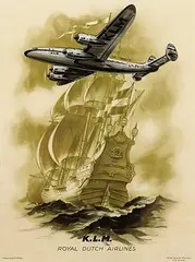 Studio Klm Paris, KLM The Flying Dutchman (Constellation, green version), 1950, poster