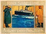 Henri Cassiers, Red Star Line Antwerpen-New York, 1910, poster