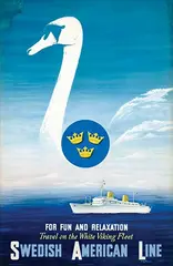 Swedish American Line by Fritjof Pedersén, 1952, poster, sold Jun 2024