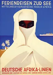 Ottomar C.J. Anton, Deutsche Afrika-Linien Ferienreisen zur See Woermann-Linie, 1937, poster