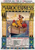 Marc Saurel, Maroc-Expresss Paris-Madrid-Gibraltar-Tanger Wagons Lits, 1912, poster