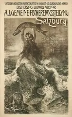 Eduard Gehbe, Allgemeine-Fischerei Ausstellung in Salzburg, 1900, poster