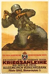Walter Kuhn, Zeichnet die Siebente Österr. Kriegsanleihe Wien (grenade-thrower), 1917, poster