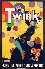 J.H. Warren, Twink 18 kleuren Reinigt en verft tegelijkertijd, poster