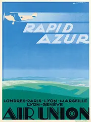 Edmond Maurus, Air Union Rapid Azur Londres-Paris-Genève (Breguet 280T), 1927, poster