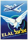 Franz Krausz, EL AL Israel National airlines Douglas DC-4 (Theodor Herzl), 1949, poster