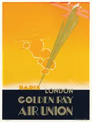 Edmond Maurus, Air Union Golden Ray paris London (Liore et Olivier 21 twin-engine), 1927, poster