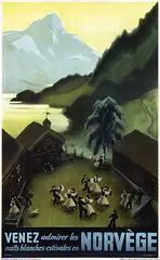 Harald Damsleth, Venez admirer les nuits blanches estivales en Norvège, 1937, poster