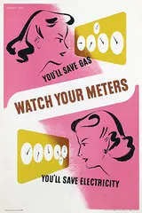 Edward Reginald Mount, Watch your meters You'll save Electricity, 1940, poster