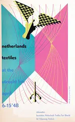 Wim Brusse, netherlands textile at the utrecht fair, 1948, poster
