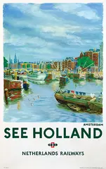 Arthur Goldsteen, Netherlands Railways See Holland Amsterdam, poster