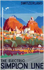 The Electric Simplon Line Switzerland by Otto Baumberger, 1933, poster, sold Feb 2024